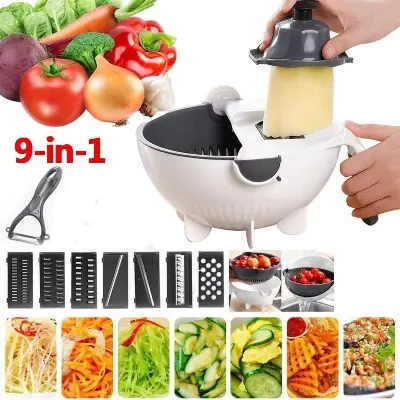 Picture of Multifunction Magic Rotate Vegetable Cutter with Drain Basket White