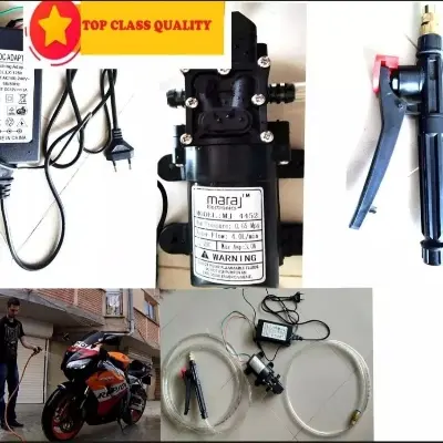 Picture of Bike / Car Washer Combo Water Pump Hose Pipe Spray Gun Full Set, High Pressure DC12v Water Pump For Bike or Car Wash & Garden irrigation 