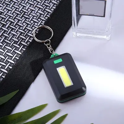Picture of Mini LED Flashlight Keychain 3 Modes Emergency Portable Pocket COB Torch Lamp for Outdoor Camping Hiking Backpack Light Multicolor/chabir ring light. Multicolor