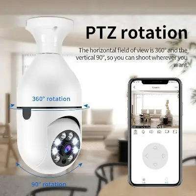 Picture of PTZ Bulb System 360 Degree WiFi Panorama IP Camera white White