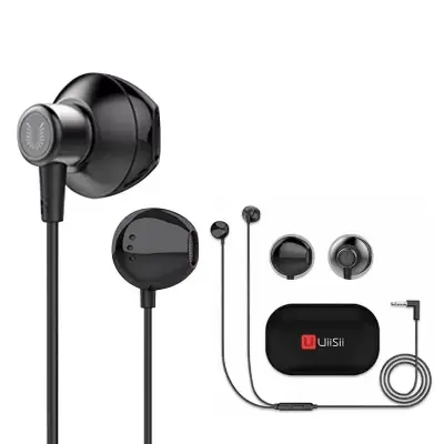 Picture of Uiisii Hm12 Half In-Ear Headset Metal Bass Music Earphone Wired Headphones With Mic And Pouch Bag - Headphone - Headphone - Ear Phone - Earphone - Headphone Black