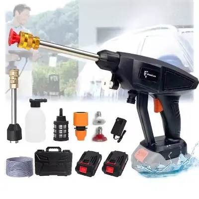 Picture of Cordless Pressure Washer, Portable High Pressure Water Gun Battery Pressure Washer Car Wash Spray Gun, Foam Generator Water Gun Spray Cleaner Car Washing Machine (20000 mAh) Black