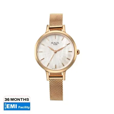 Picture of Titan Raga Power Pearls Quartz Analog Mother Of Pearl Dial Metal Strap Watch for Women