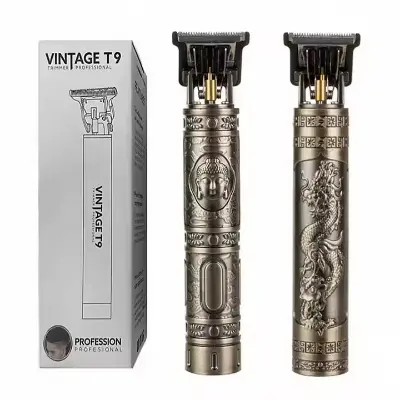 Picture of VINTAGE T9 RECHARGEABLE Electric Hair CLIPPER Cutting Machine Professional Hair Barber Trimmer For Men T9 Clipper Shaver CORDLESS golden