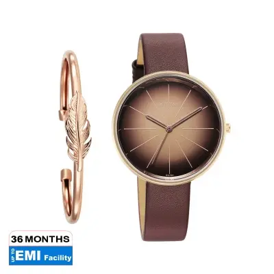 Picture of Titan Stackables Quartz Analog Brown Dial Leather Strap Watch For Women