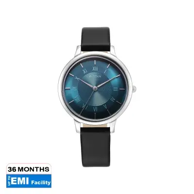 Picture of Titan Workwear Quartz Analog Blue Dial Brown Leather Strap Watch For Women