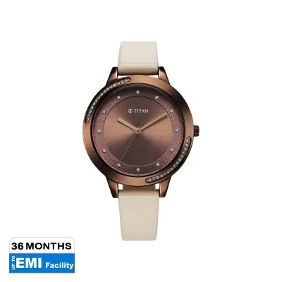 Picture of Titan Razzle Dazzle Quartz Analog Brown Dial Leather Strap Watch For Women