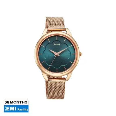 Picture of Sonata Wedding Quartz Analog Green Dial Stainless Steel Strap Watch for Women