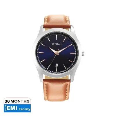 Picture of Titan 1823Sl07 Urban Analog Blue Dial Leather Strap Watch For Men