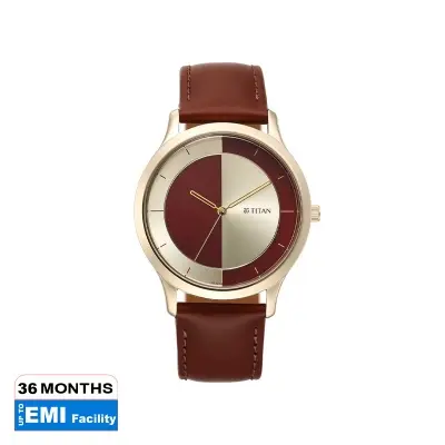 Picture of Titan 1825Wl04 Yin & Yang Red Dial Analog Leather Strap Watch For Men