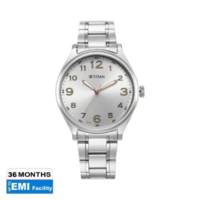 Picture of Titan 1802Sm08 Urban Analog Silver White Dial Metal Strap Watch For Men
