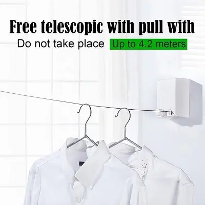 Picture of Heavy Duty Retractable Clothesline – 4.2M Wall Mounted Drying Rope for Indoor & Outdoor Use Multicolor