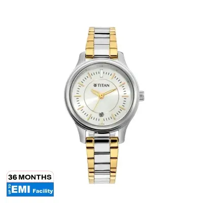 Picture of Titan 2638Bm01 Quartz Analog With Date Silver Dial Metal Strap Watch For Women