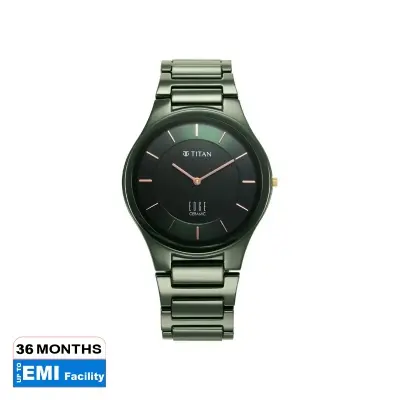 Picture of Titan 1696Qc06 Edge Ceramic Green Dial Analog Ceramic Strap Watch For Men