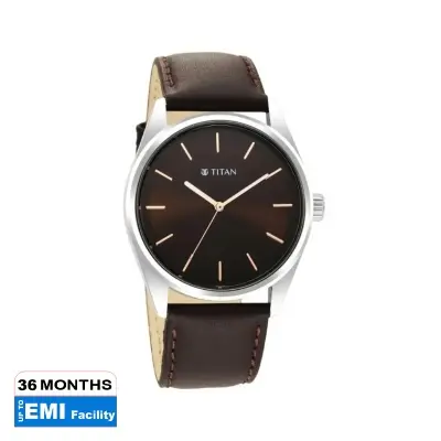 Picture of Titan Workwear Workwear Brown Dial Analog Leather Strap Watch Men (1866Sl02)