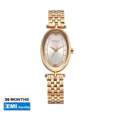 Picture of Titan 2758Wm01 Karishma Quartz Analog Silver Dial Rose Gold Stainless Steel Strap Watch For Women