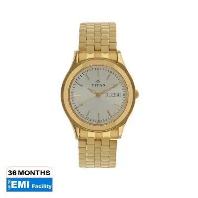 Picture of Titan 1648Ym04 Men'S Watch Karishma Collection Analog, Silver Dial Gold Stainle