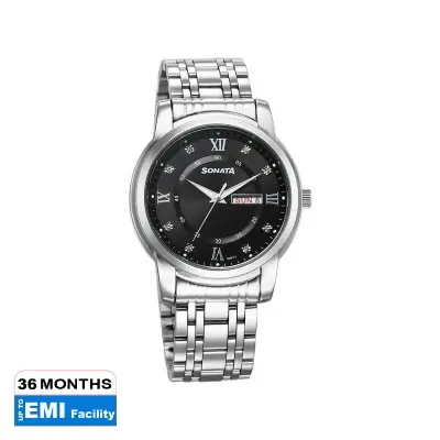 Picture of Sonata Aspire Quartz Analog Green Dial Leather Strap Watch for Men