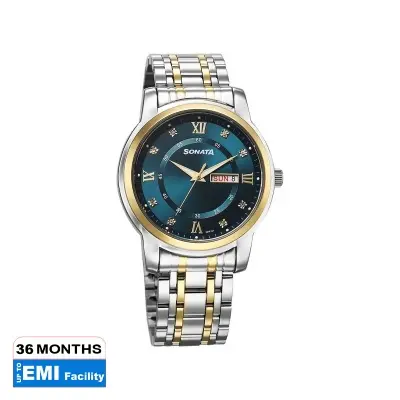 Picture of Sonata Aspire Quartz Analog Blue Dial Leather Strap Watch for Men