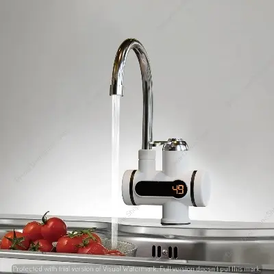 Picture of Instant Tankless Digital Electric Hot Water Tap with LED Display – Wall Mount White