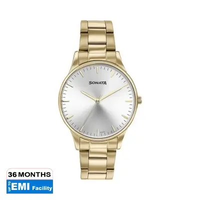 Picture of Sonata Quartz Multifunction Pink Dial Two Toned Stainless Steel Strap Watch For Men