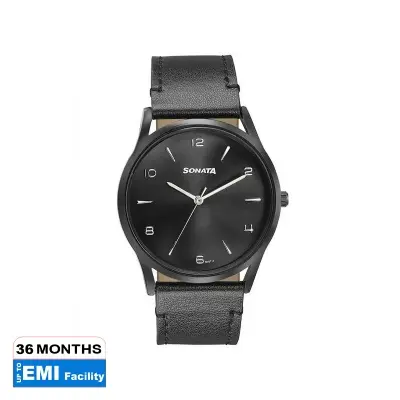 Picture of Sonata White Round Dial Beige Strap Watch For Gents