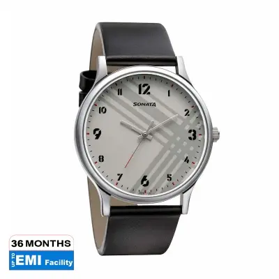 Picture of Sonata Blue Round Dial Silver Strap Watch For Gents
