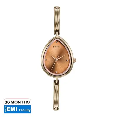 Picture of Sonata Gold Oval Dial Gold Strap Watch For Ladies