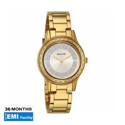 Picture of Sonata Quartz Analog Mother of Pearl Dial Two Toned Stainless Steel Strap Watch For Women