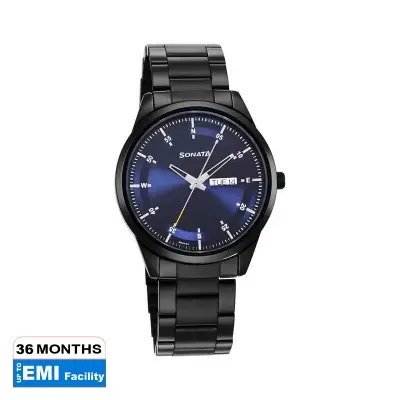 Picture of Sonata Quartz Analog Black Dial Black Leather Strap Watch For Women