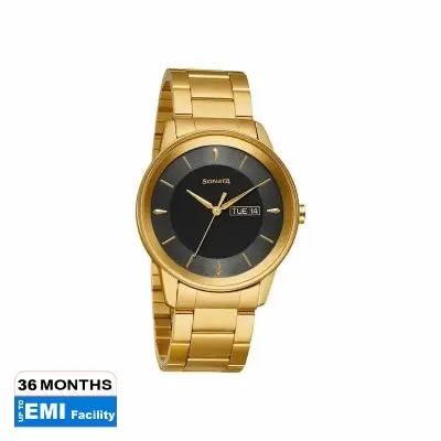 Picture of Sonata Quartz Analog Black Dial Black Stainless Steel Strap Watch For Women