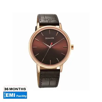 Picture of Sonata Quartz Analog Black Dial Black Leather Strap Watch For Women