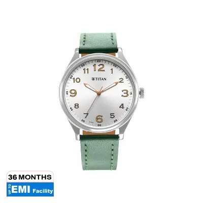 Picture of Urban Silver White Dial Leather Strap Watch