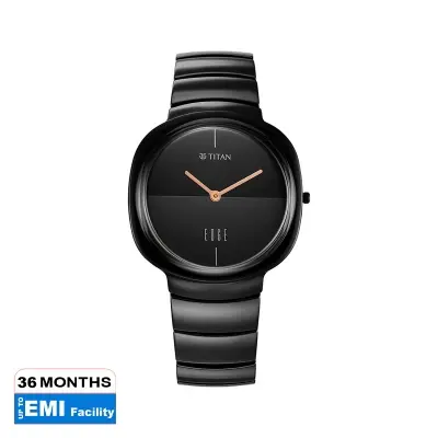 Picture of Edge Squircle Black Dial Ceramic Strap Watch