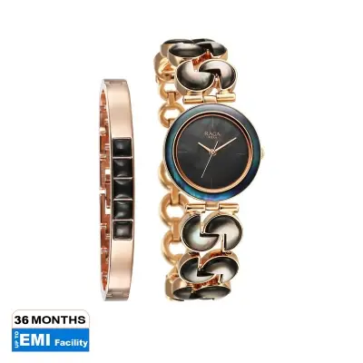 Picture of Titan MOP Round Dial Rose Gold Strap Watch For LAD