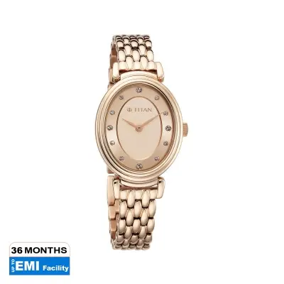 Picture of Titan Aura Phase Quartz Analog Rose Gold Dial Rose Gold Stainless Steel Strap Watch for Women
