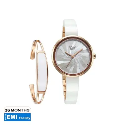 Picture of Titan Raga Memoirs Quartz Analog Mother Of Pearl Dial With White Ceramic Strap Watch For Women