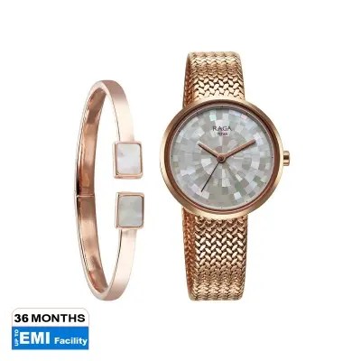 Picture of Titan Raga Memoirs Quartz Analog Mother Of Pearl Dial With Rose Gold Metal Strap Watch For Women