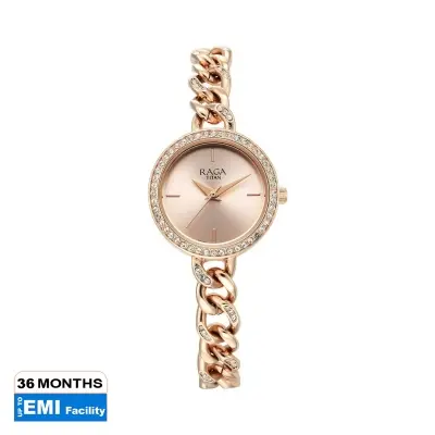 Picture of Titan Raga Showstopper Quartz Analog Rose Gold Round Dial Rose Gold Metal Strap Watch For Women