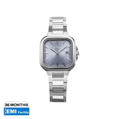 Picture of Titan Slim Square Quartz Analog with Date Blue Dial With Silver Color Stainless Steel Strap Watch For Women