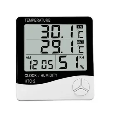 Picture of Temperature Humidity hygrometer thermometer HTC-2 LCD Digital Indoor Outdoor Sensor Probe with Clock (Multicolor)