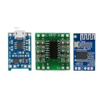 Picture of Combo of PAM8403 with Bluetooth Stereo Audio Receiver and battery Charger (Multicolor)