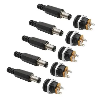 Picture of DC Male Jack and Female Socket Combo Pack - 2.1mm - Set of 10 | Convenient Power Connectors for Various Applications