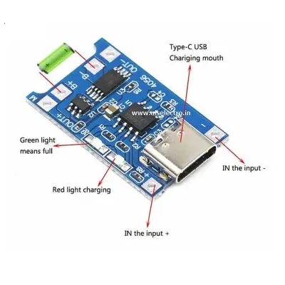 Picture of CURRENT Protections TP4056 Type C TP-4056 TP 4056 5V 1A Micro USB With Current Protection Charger Circuit Module Li-Ion Lithium Lipo 18650 AA AA Battery Charging Circuit Board Electrical Circuitry & Parts (Multicolor)