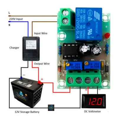 Picture of XH-M601 Battery Charging Control Board 12V Intelligent Charger Power Supply Control Module Panel Automatic Charging/Stop Power - solar charge controller (Multicolor)
