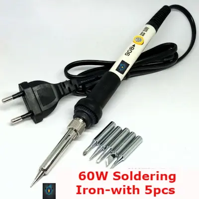 Picture of 60W Soldering Iron Adjustable 200 to 450 Degree Temperature Control Hand tools High Insulated, 60 Watt Soldering iron with 5pcs Tip- 5pcs Tip Free (Multicolor)