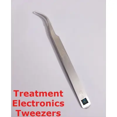 Picture of Tweezers Curved Style High Precision Grade Polished Tweezer Thin Curve 115mm Length Stainless Steel Hair Treatment Electronics Tweezers (Silver)