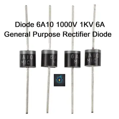 Picture of 5Pcs- 6A10 Diode 6A10 1000V 6A General Purpose Rectifier Diode 6A 6A10 1KV Silicon Junction Diode 2 Pin Leads (Black)