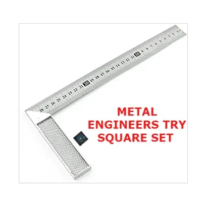 Picture of Metal Engineers Try Square Set Measurement Tool 90 Degrees Right Angle Ruler (12 Inches, 30 cm) (Silver)