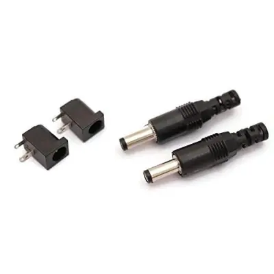 Picture of 4pcs-MALE Plug & Female Jack 3Pin PCB Panel Mount DC Power Connector (Black)